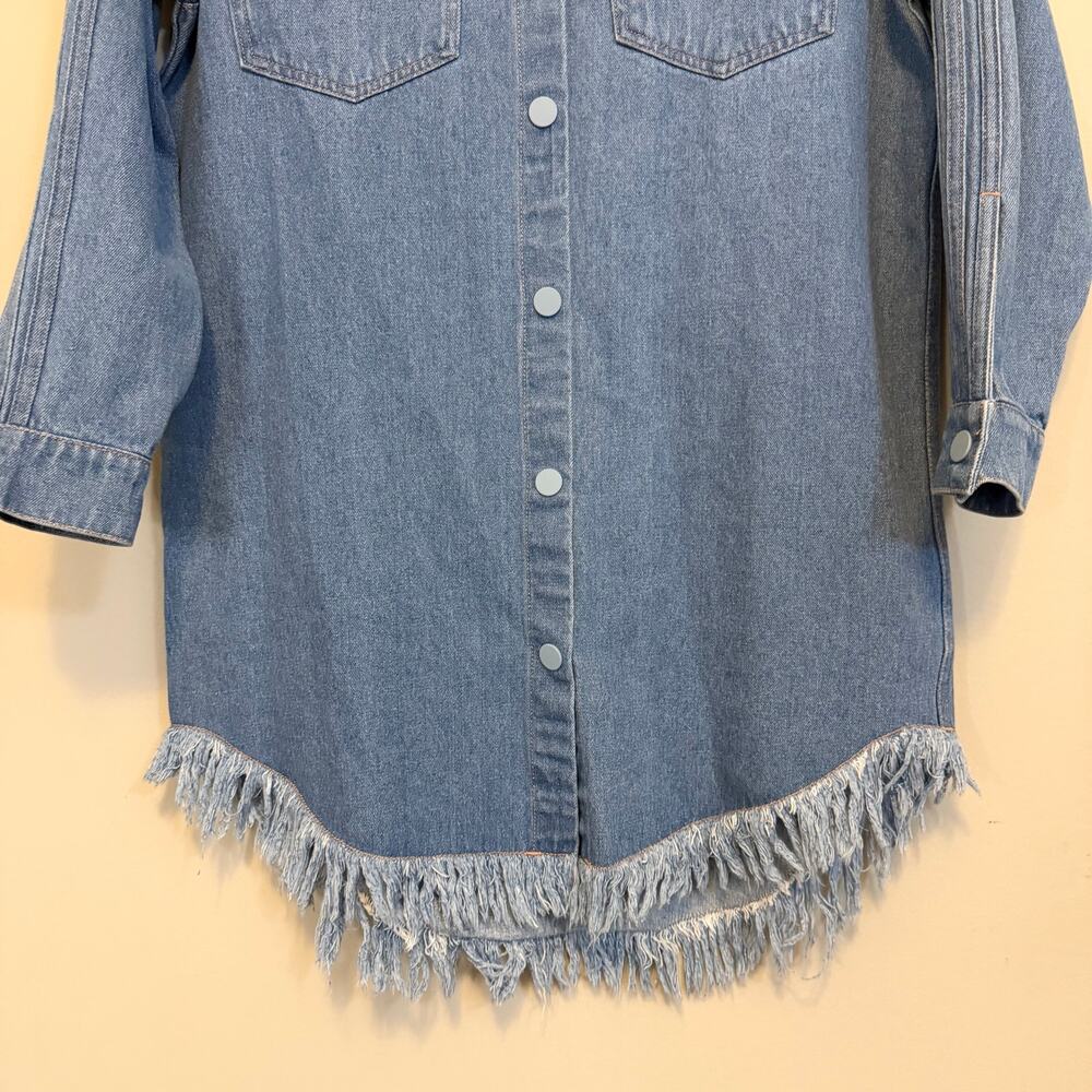 Adidas x Ksenia Schnaider Shirt Dress XS Blue Denim Oversized Western Rodeo NWT - Picture 4 of 11